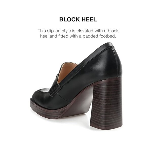 NiB Journee Women Ezzey Block Heeled Slip On Loafer Black Size 9.5 WD $70 RY1384 - Picture 2 of 4